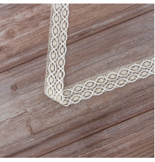 Мерсеризованное хлопковое кружево, 35 мм, цвет сливочный с белым