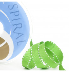 Лента репсовая SAFISA с "прострочкой", 15 мм, 25 м, цвет 62, зеленый