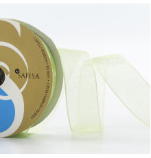 Лента органза SAFISA мини-рулон, 15 мм, 3,5 м, цвет 25, зеленый